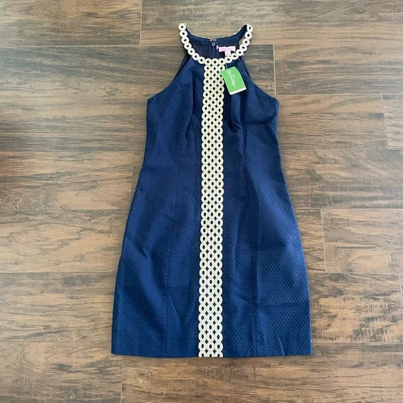 lilly pulitzer navy blue and gold dress Lilly Pulitzer Cameron Popover Dress main image 0